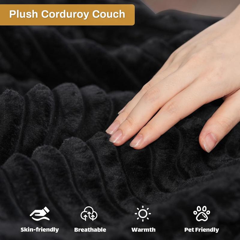 U-Shaped Corduroy Boneless Couch