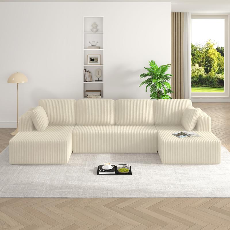 U-Shaped Corduroy Boneless Couch